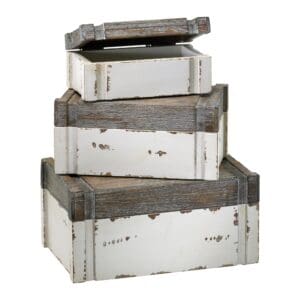 Alder Boxes Set of 3 | Distressed White And Gray