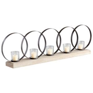 Ohhh Five Candle Candleholder | Raw Iron And Natural Wood