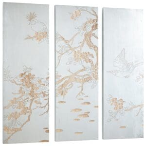 Osaka Wall Art | Silver Leaf And Natural Wood