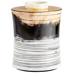 Snow Flake Vase | Black & White & Walnut - Medium