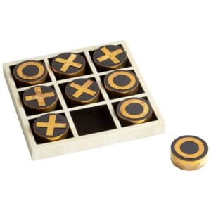 Noughts & Crosses Sculpture | Black - Gold - White