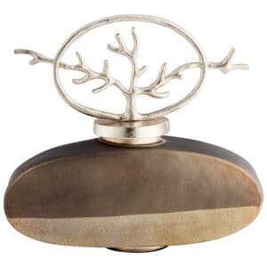 Round Viewleaf Sculpture | Black Onyx And Nickel - Small