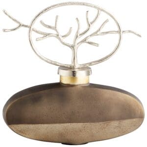 Round Viewleaf Sculpture | Black Onyx And Nickel - Medium