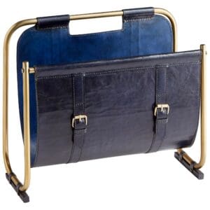 Granville Magazine Rack | Blue And Antique Brass