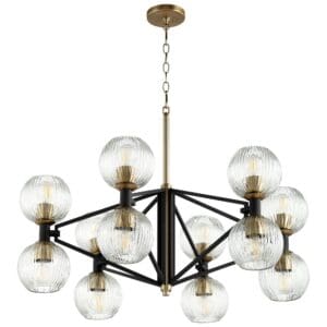 Helios Chandelier | Black & Aged Brass - Large