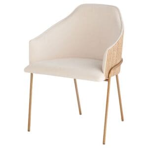 Menfis Dining Chair | Light Tan Velour | Rattan