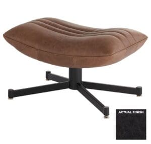 Eduarda Ottoman | Black Distressed Leather