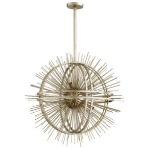 Saturn Burst Pendant 8-Light | Silver Leaf