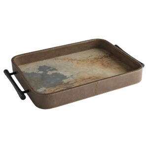 Tesoro Tray Designed by J Kent Martin | Smoke Grey | Slate Veneer | Matte Black - Small