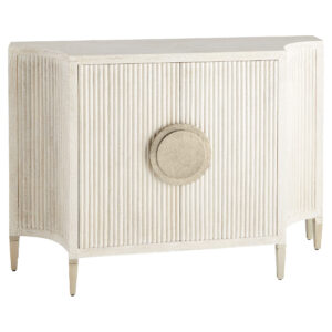 Estriada Two-Door Cabinet Designed by Seth Vaughn | Cerused Mango Wood | White Metal