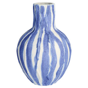 Ripple Vase | Chalk White | Blue - Squat