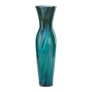 Tall Peacock Feather Vase | Multi Colored Blue