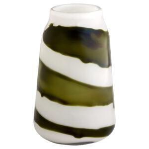 Denali Vase | Iridescent White | Green - Medium