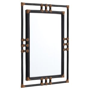 Kampanya Mirror | Black | Natural Rattan