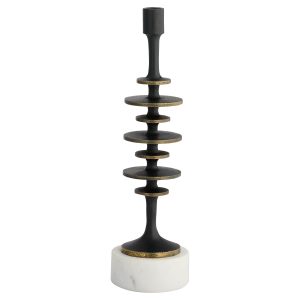 Barcelo Candleholder | Antique Bronze | White | Brass - Small