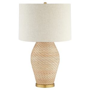 Rotin Table Lamp | Natural | Antique Brass | White