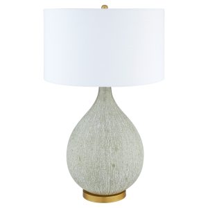 Ambella Table Lamp | Textured Matte White | Antique Brass | White