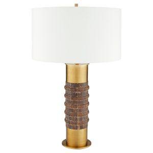 Anneau Table Lamp | Charcoal | Antique Brass | White
